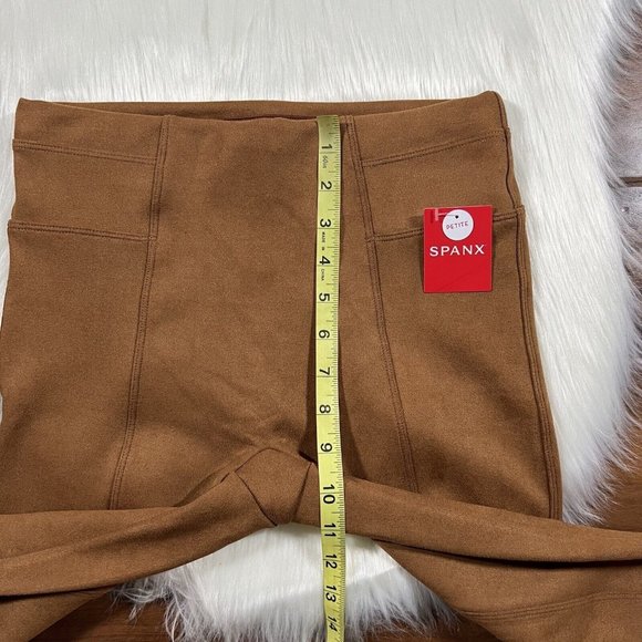 Spanx Size Small Petite Rich Caramel Faux Suede Leggings Pants - Picture 4 of 9